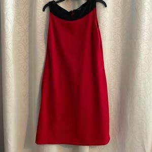 Sleeveless dress in red and black. Back zip, petite large by Elementz